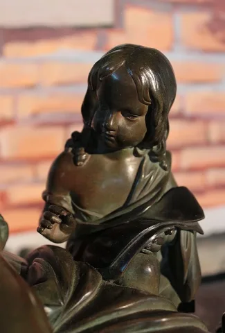 Sculpture en Bronze sur Marbre blanc Fin XIXeme