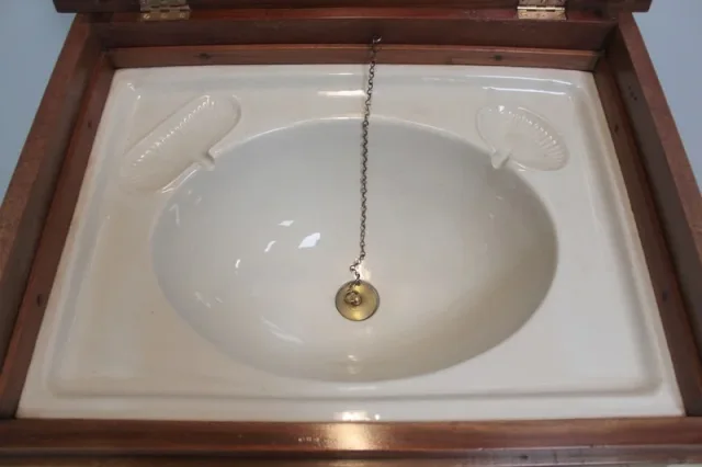 Meuble Lavabo de Bateau Anglais en Acajou XXe