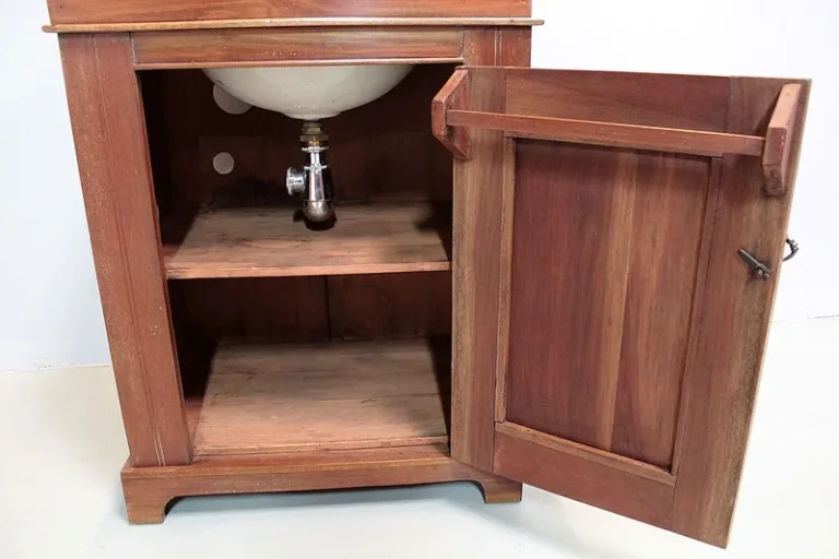 Meuble Lavabo de Bateau Anglais en Acajou XXe