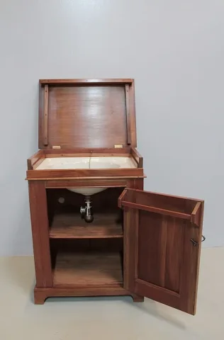 Meuble Lavabo de Bateau Anglais en Acajou XXe