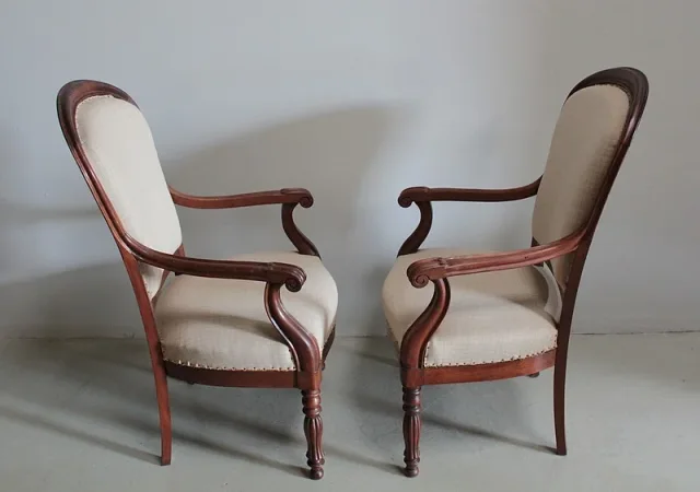 Paire de Fauteuils L Philippe en Acajou XIXeme