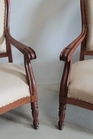 Paire de Fauteuils L Philippe en Acajou XIXeme