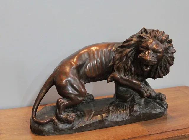EARTHENWARE LION SIGNED JOLIVEAUX