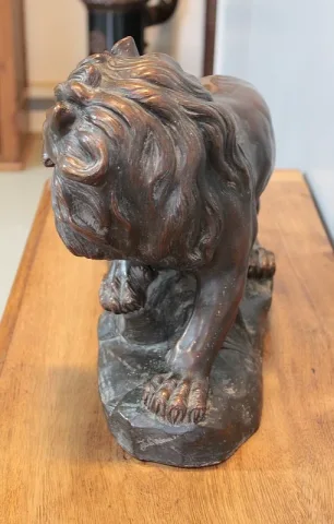 EARTHENWARE LION SIGNED JOLIVEAUX
