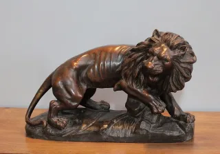 EARTHENWARE LION SIGNED JOLIVEAUX