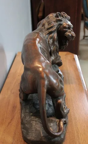 EARTHENWARE LION SIGNED JOLIVEAUX