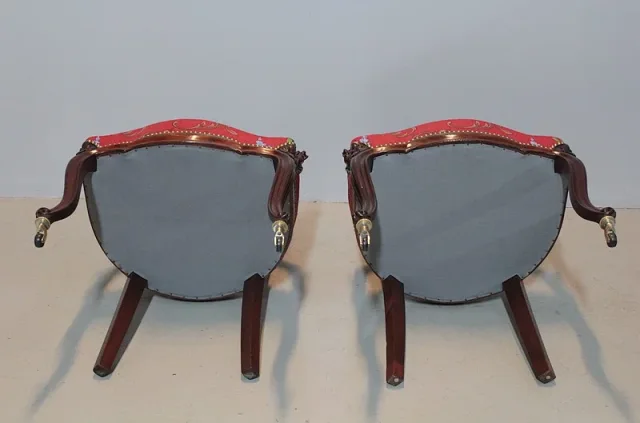 Paire de Fauteuils NAPOLEON III en Acajou XIXeme