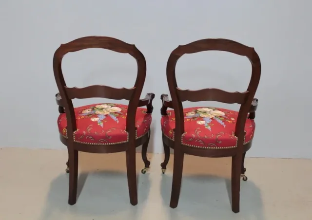 Paire de Fauteuils NAPOLEON III en Acajou XIXeme
