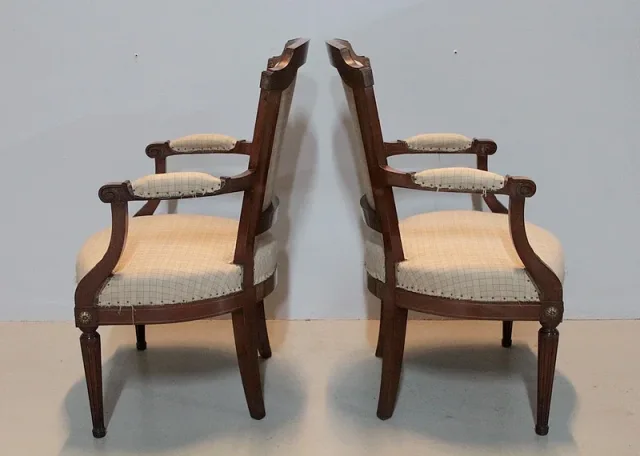 Paire de Fauteuils Louis XVI en Acajou  XIXeme