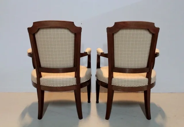 Paire de Fauteuils Louis XVI en Acajou  XIXeme