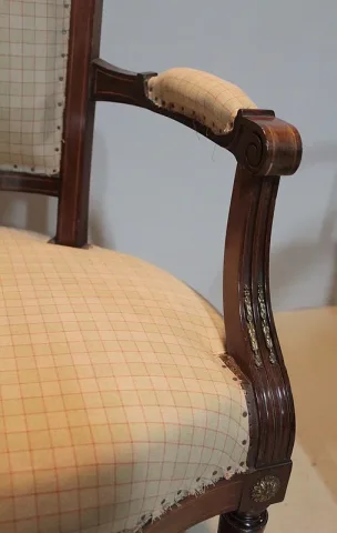 Paire de Fauteuils Louis XVI en Acajou  XIXeme
