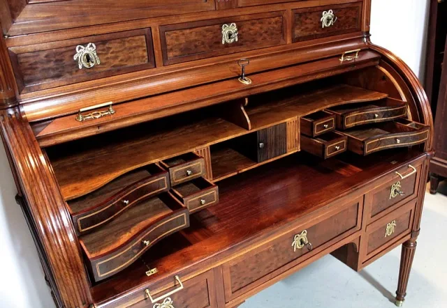 Bureau-Cylindre Bibliothèque Louis XVI en Acajou XVIIIe