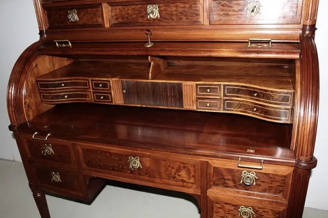 Bureau-Cylindre Bibliothèque Louis XVI en Acajou XVIIIe