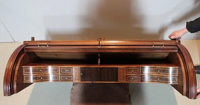 Bureau-Cylindre Bibliothèque Louis XVI en Acajou XVIIIe