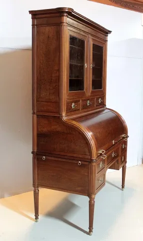 Bureau-Cylindre Bibliothèque Louis XVI en Acajou XVIIIe