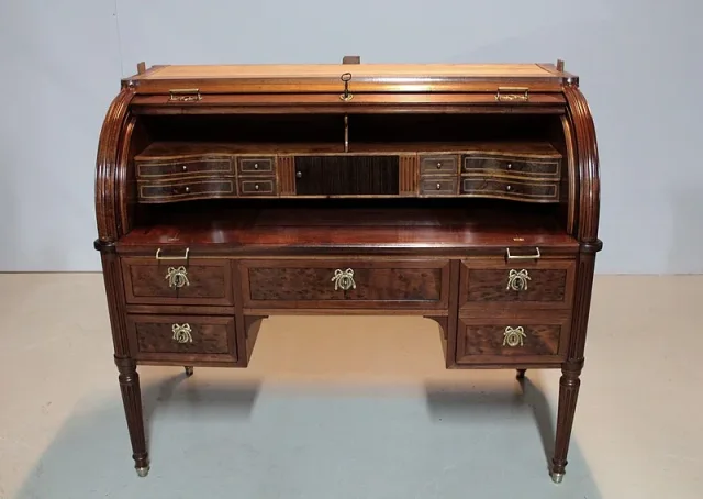 Bureau-Cylindre Bibliothèque Louis XVI en Acajou XVIIIe