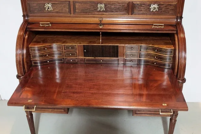 Bureau-Cylindre Bibliothèque Louis XVI en Acajou XVIIIe