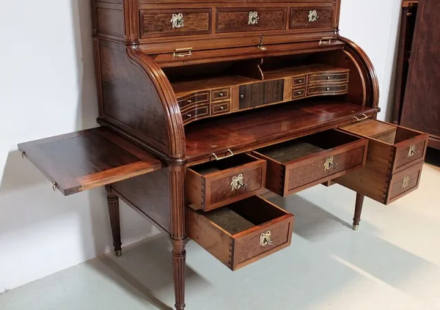 Bureau-Cylindre Bibliothèque Louis XVI en Acajou XVIIIe