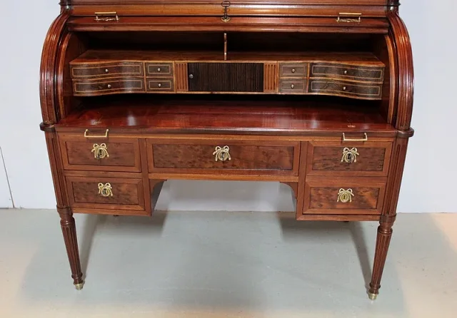 Bureau-Cylindre Bibliothèque Louis XVI en Acajou XVIIIe