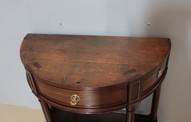 Console Louis XVI demi-lune en Acajou  XVIIIeme