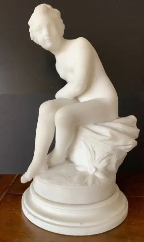 Psyché , Sculpture En Marbre Signé Falconet