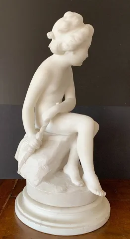 Psyché , Sculpture En Marbre Signé Falconet