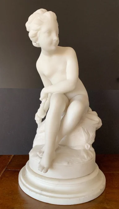 Psyché , Sculpture En Marbre Signé Falconet