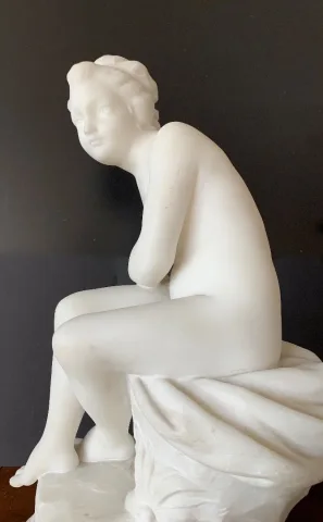 Psyché , Sculpture En Marbre Signé Falconet