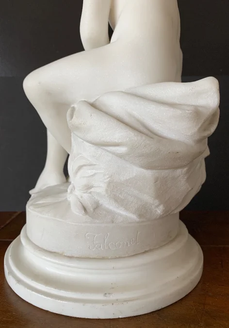 Psyché , Sculpture En Marbre Signé Falconet