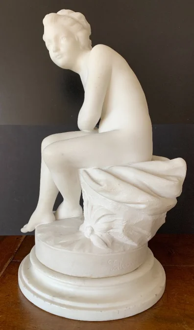 Psyché , Sculpture En Marbre Signé Falconet