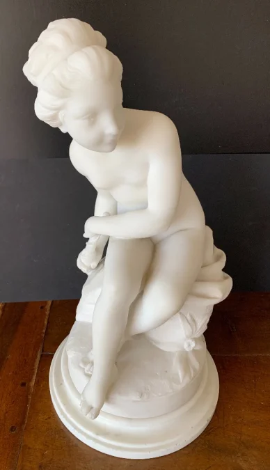 Psyché , Sculpture En Marbre Signé Falconet
