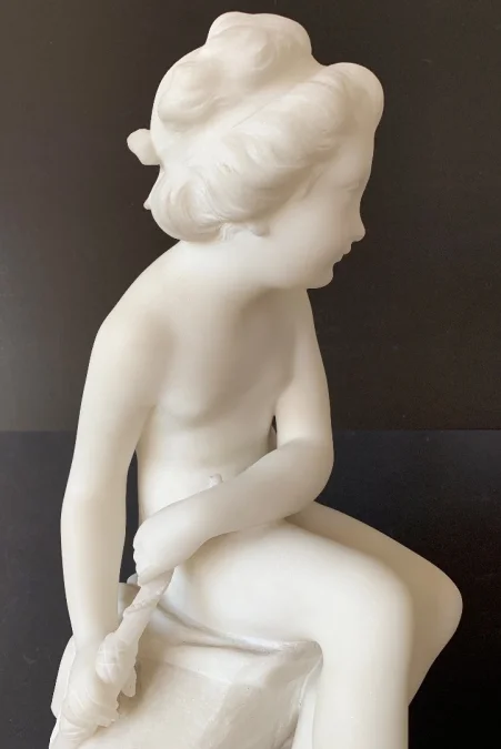 Psyché , Sculpture En Marbre Signé Falconet