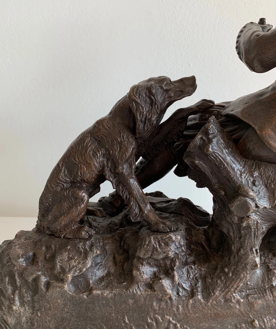 Le retour de chasse , sculpture en bronze