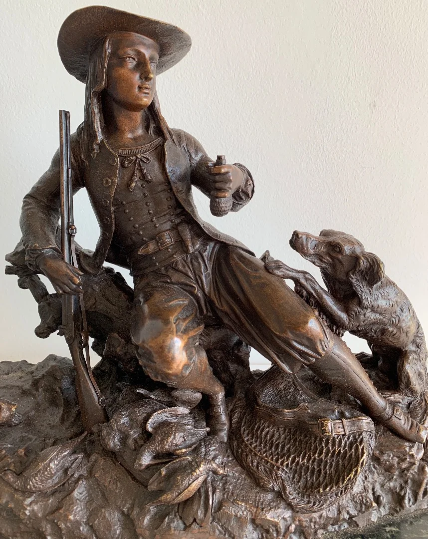 Le retour de chasse , sculpture en bronze