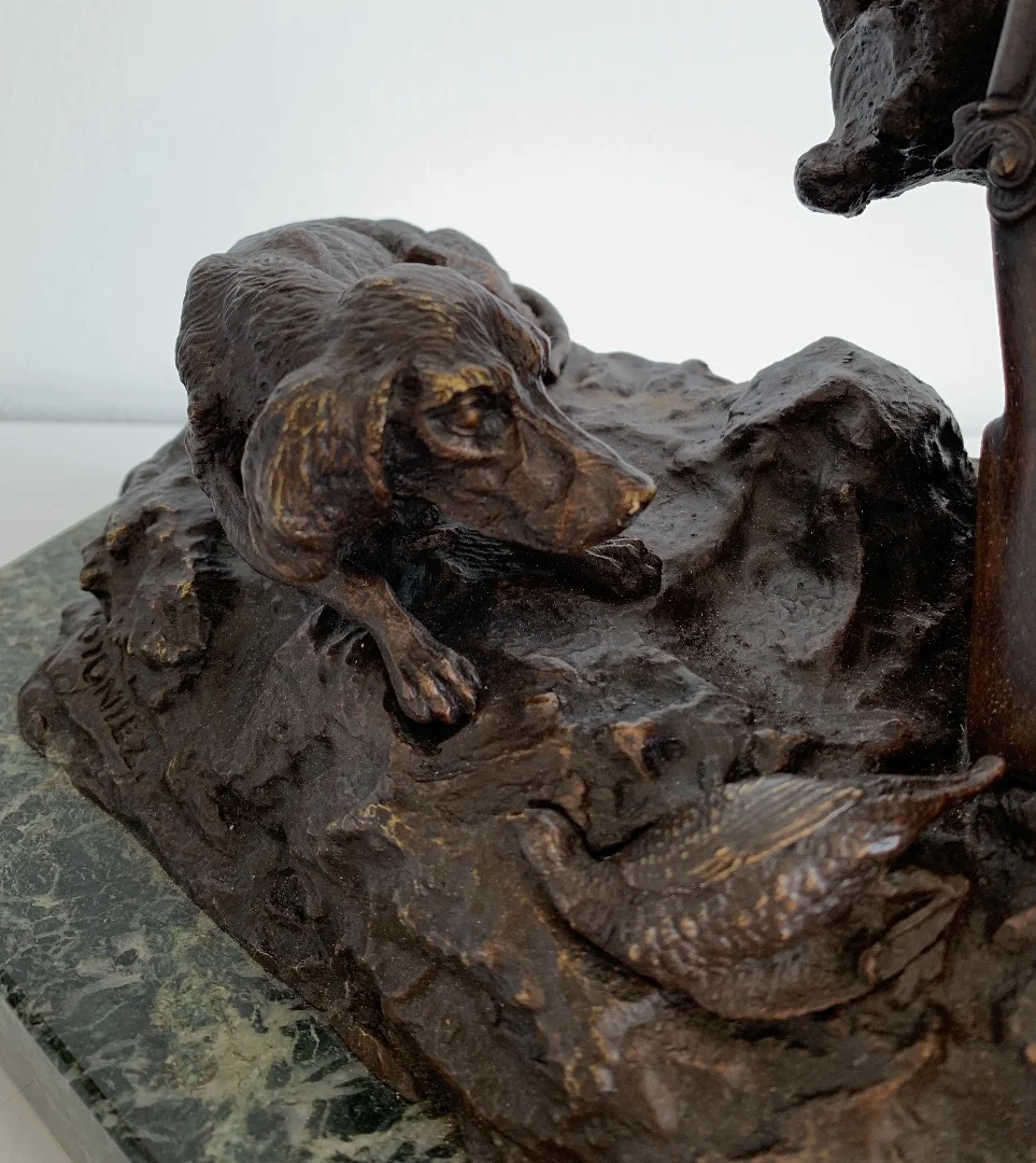Le retour de chasse , sculpture en bronze