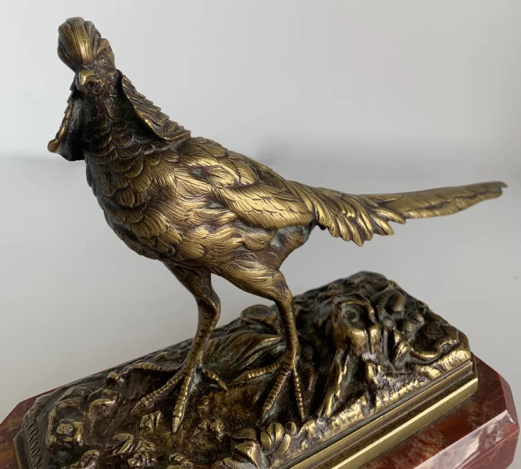 Le faisan doré , Sujet en bronze animalier,