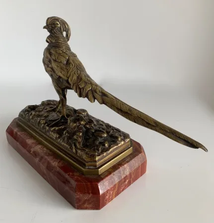 Le faisan doré , Sujet en bronze animalier,