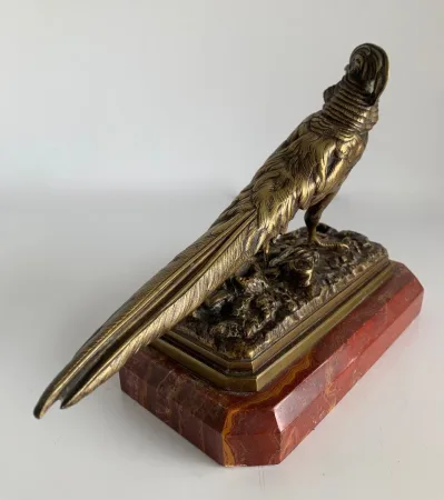 Le faisan doré , Sujet en bronze animalier,