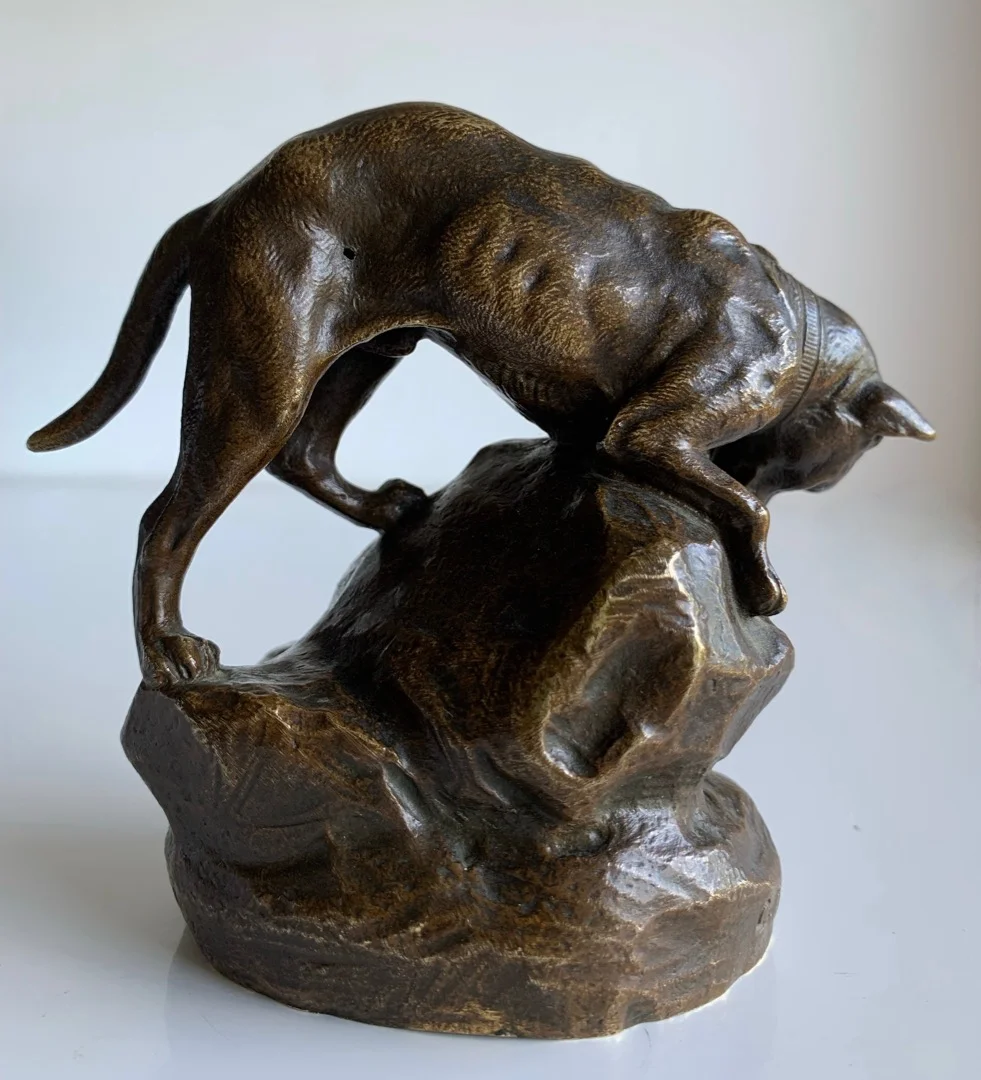 Le Chien Et Le Lièvre , Bronze Signé C. Masson