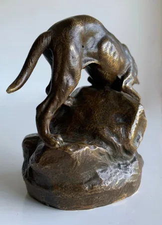 Le Chien Et Le Lièvre , Bronze Signé C. Masson