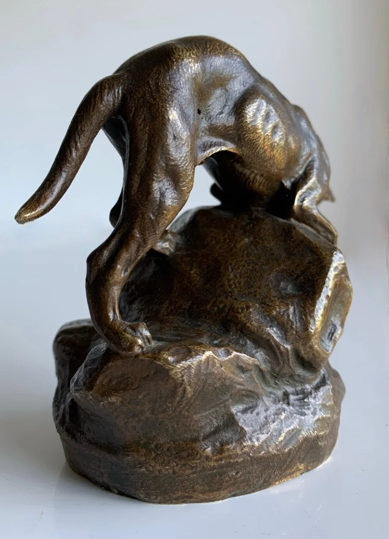 Le Chien Et Le Lièvre , Bronze Signé C. Masson