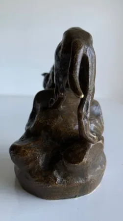 Le Chien Et Le Lièvre , Bronze Signé C. Masson