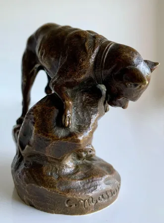 Le Chien Et Le Lièvre , Bronze Signé C. Masson