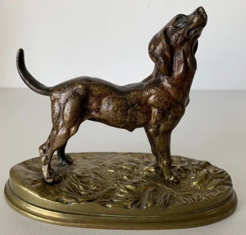 PAIR OF BRONZE DOGS