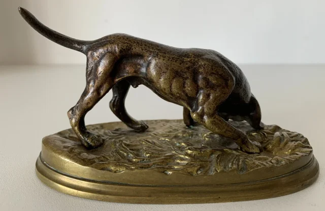 PAIR OF BRONZE DOGS