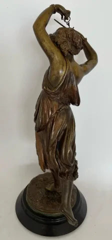 La Musicienne , Sculpture En Bronze Signée Machault