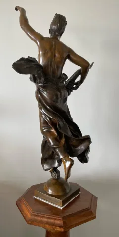 Nymphe à La Corne D Abondance , Bronze Signé Jean Gautherin