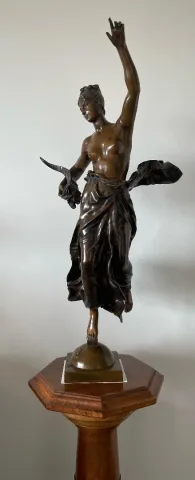Nymphe à La Corne D Abondance , Bronze Signé Jean Gautherin