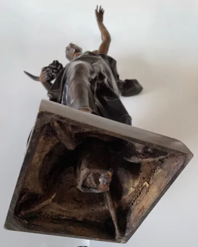 Nymphe à La Corne D Abondance , Bronze Signé Jean Gautherin