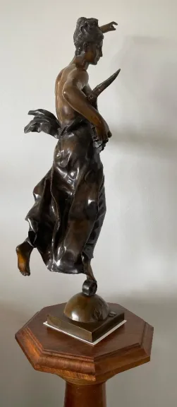 Nymphe à La Corne D Abondance , Bronze Signé Jean Gautherin
